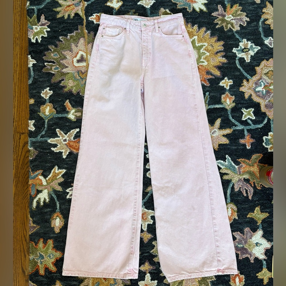 Zara Pink Wide Leg Jeans - Picture 3 of 10